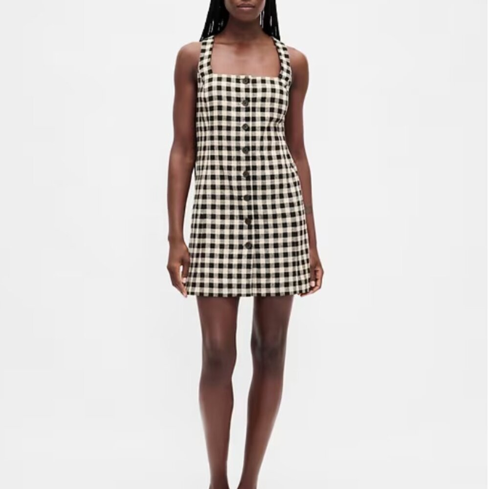 GAP Linen-Blend Button-Front Mini Dress